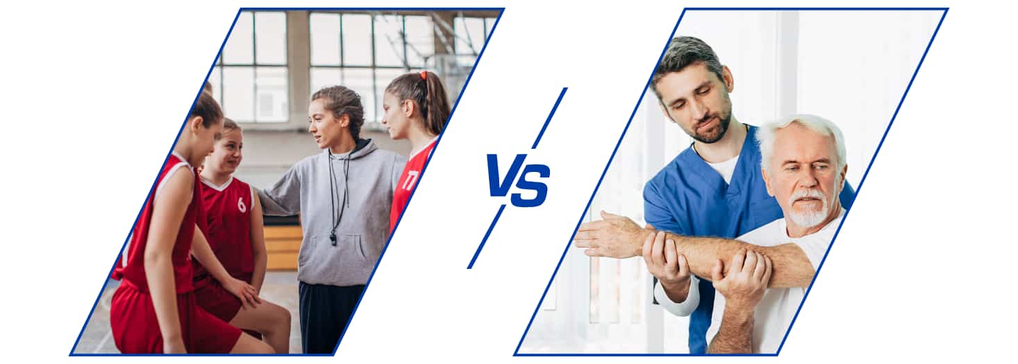Imágenes que representan a profesionales de ciencias del deporte y fisioterapia