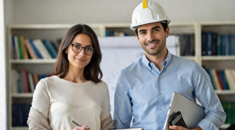 Imagen de una matemática y una ingeniero matemático